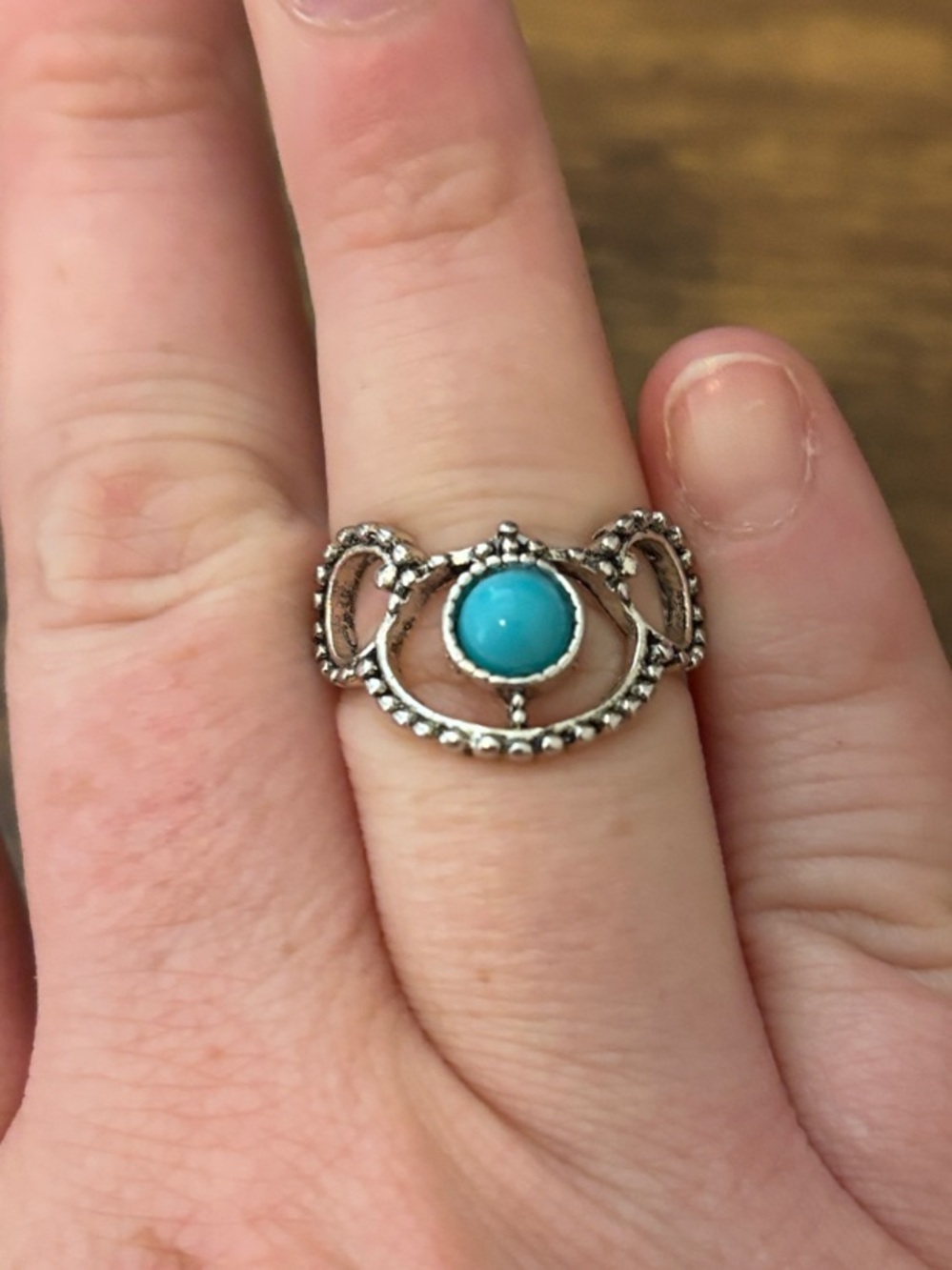 NEW Faux Turquoise Stone and Silver Plated Ring